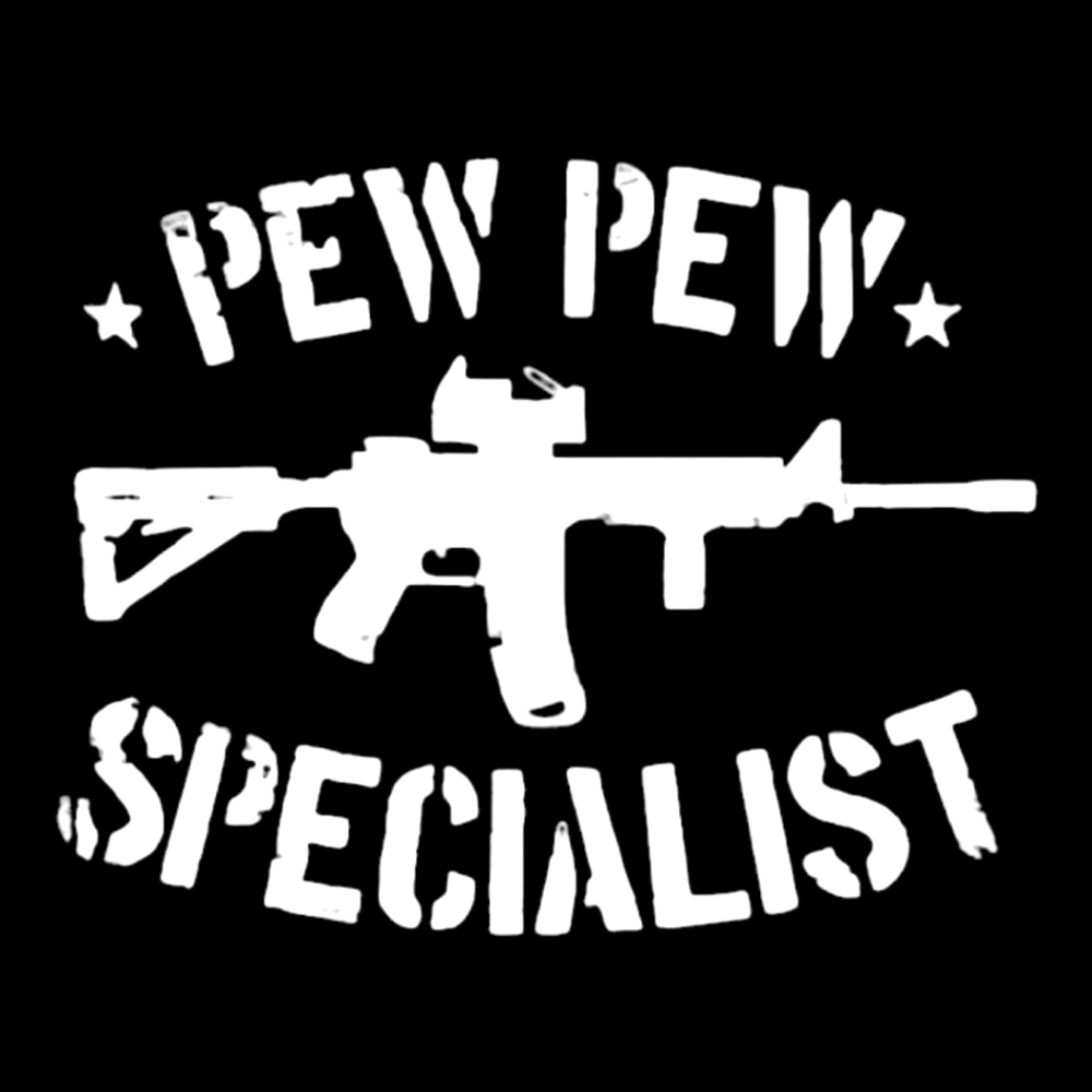 WhitePEW PEW SPECIALIST Premium permanent vinyl decal 5.5Wx4.3H